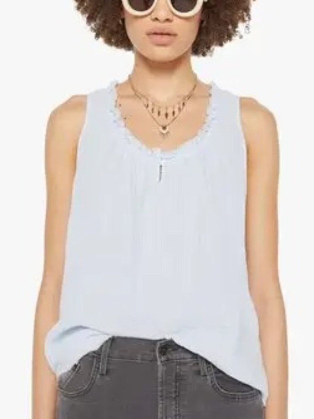 XIRENA Rosie Cotton Tank Top size Small Light Blue